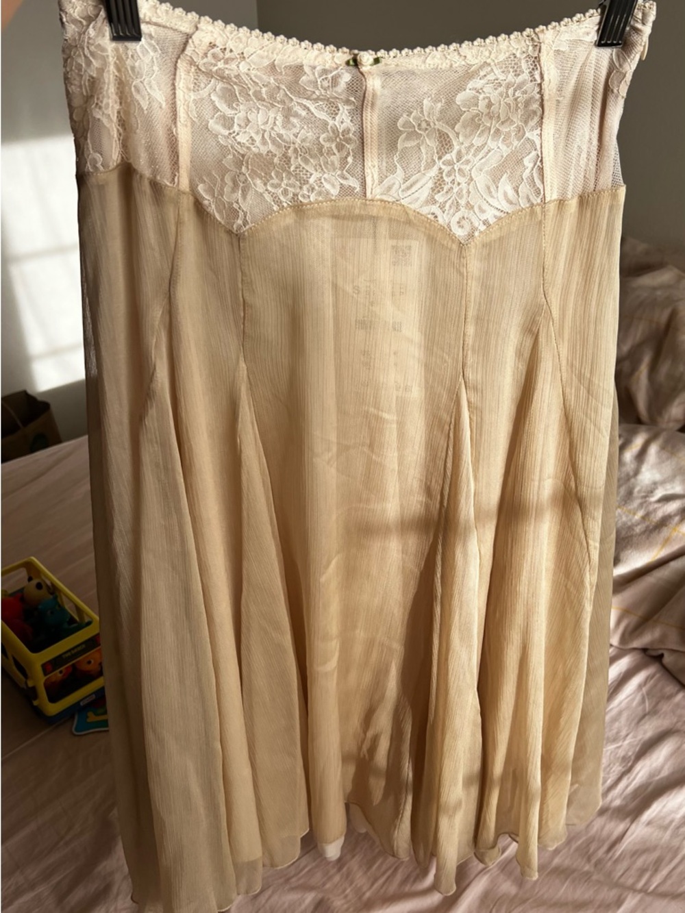 Zara Cream Lace-Trim Midi Skirt